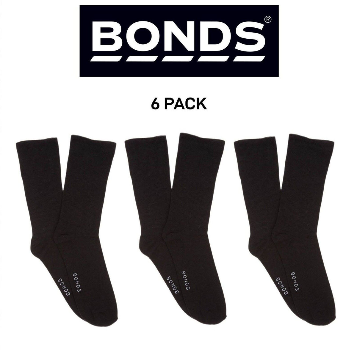 Bonds Mens Stay Up Crew Cotton Rich Softness Stay Up Technology 6 Pack SXXY2N