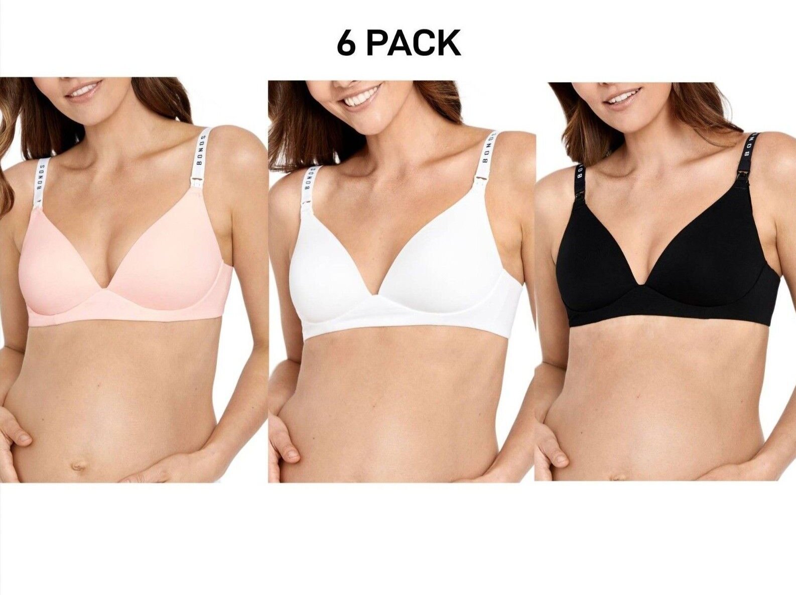Bonds Womens Original Maternity Wirefree Contour Bra Comfy Coverage 6 Pack YXJ4Y