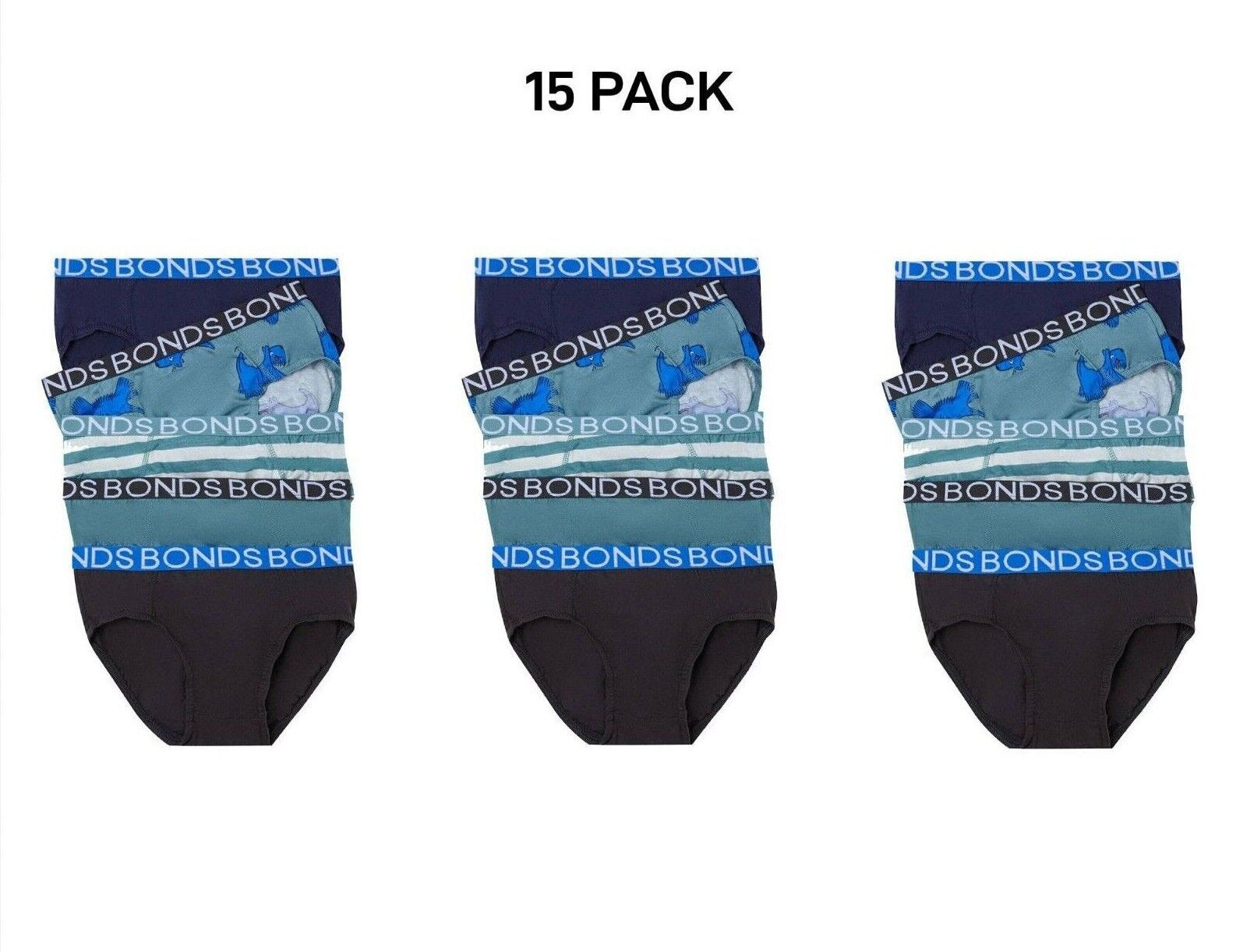 Bonds Boys Brief Soft Stretchable and Comfortable Contoured Fit 15 Pack UWNU5A