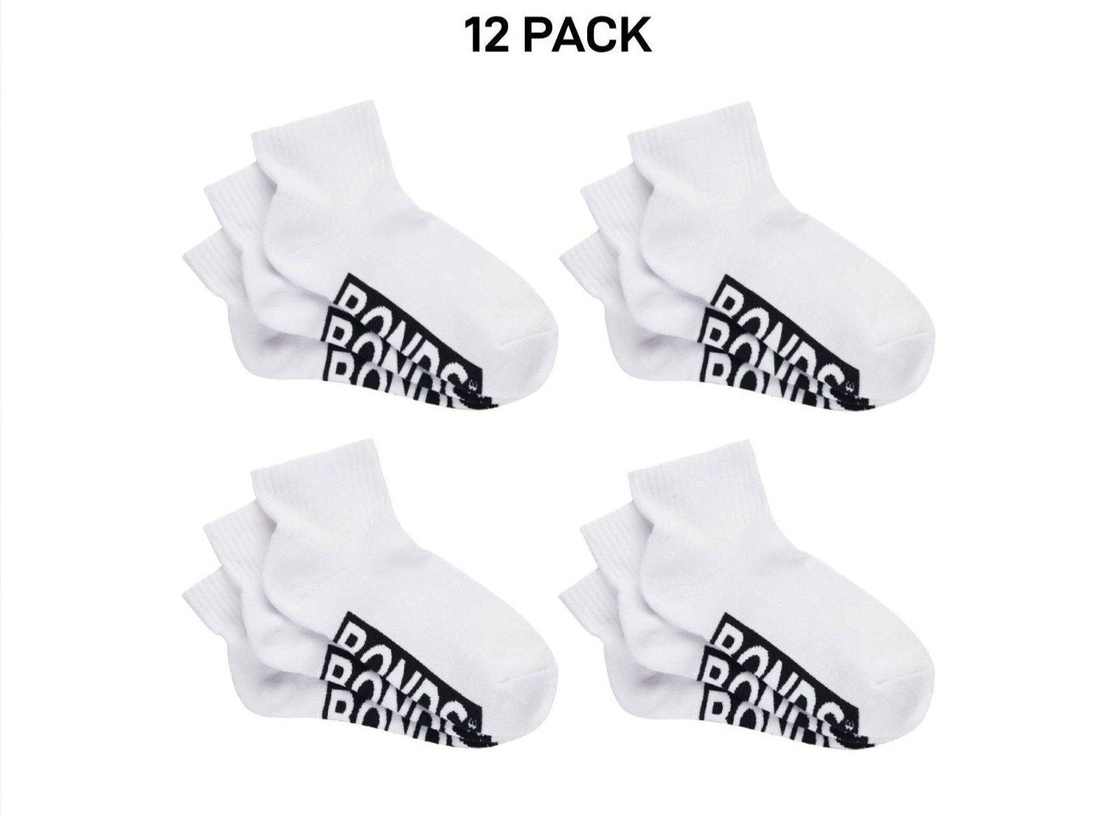 Bonds Womens Logo Cushioned Quarter Crew Comfy Cushioning Socks 12 Pack LXPP3N
