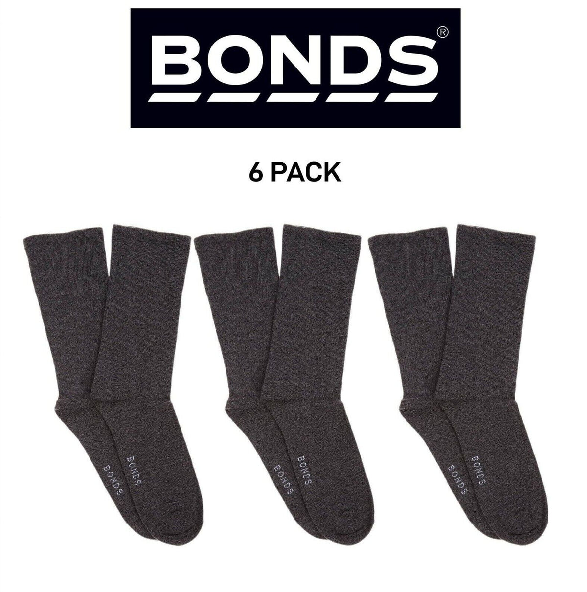 Bonds Mens Stay Up Crew Cotton Rich Softness Stay Up Technology 6 Pack SXXY2N