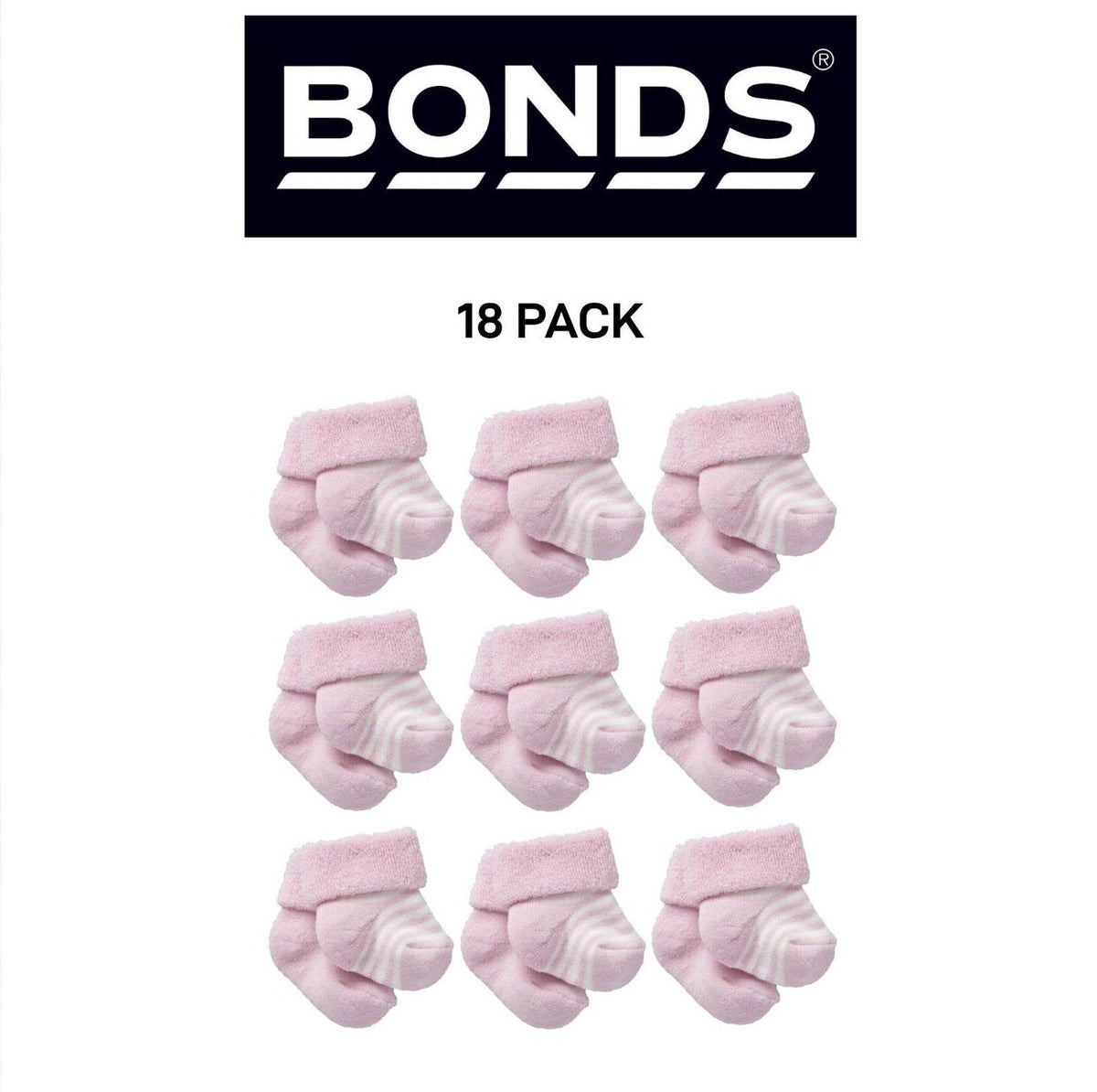 Bonds Baby Wondersock Super Soft Cotton and Durable Comfy 18 Pack R6289T
