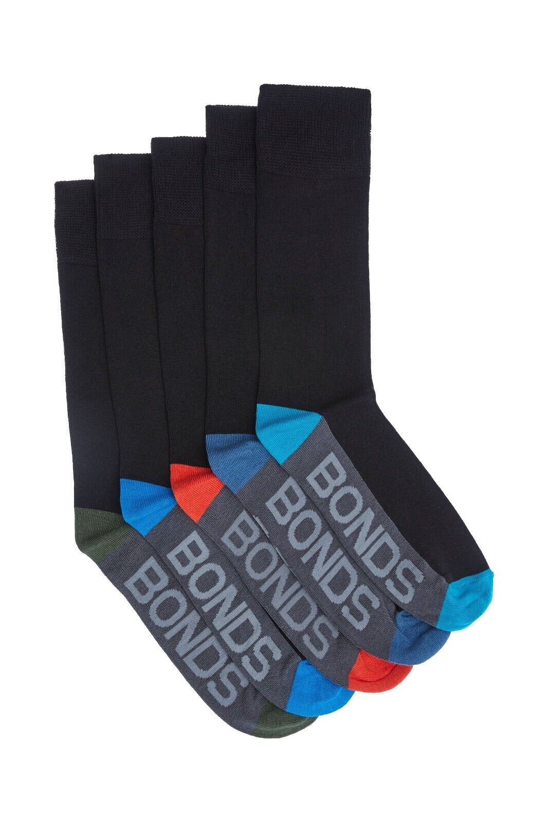 Bonds Mens Bamboo Crew Socks Reinforced Heel & Toe for Durability 5 Pack SZFQ5W