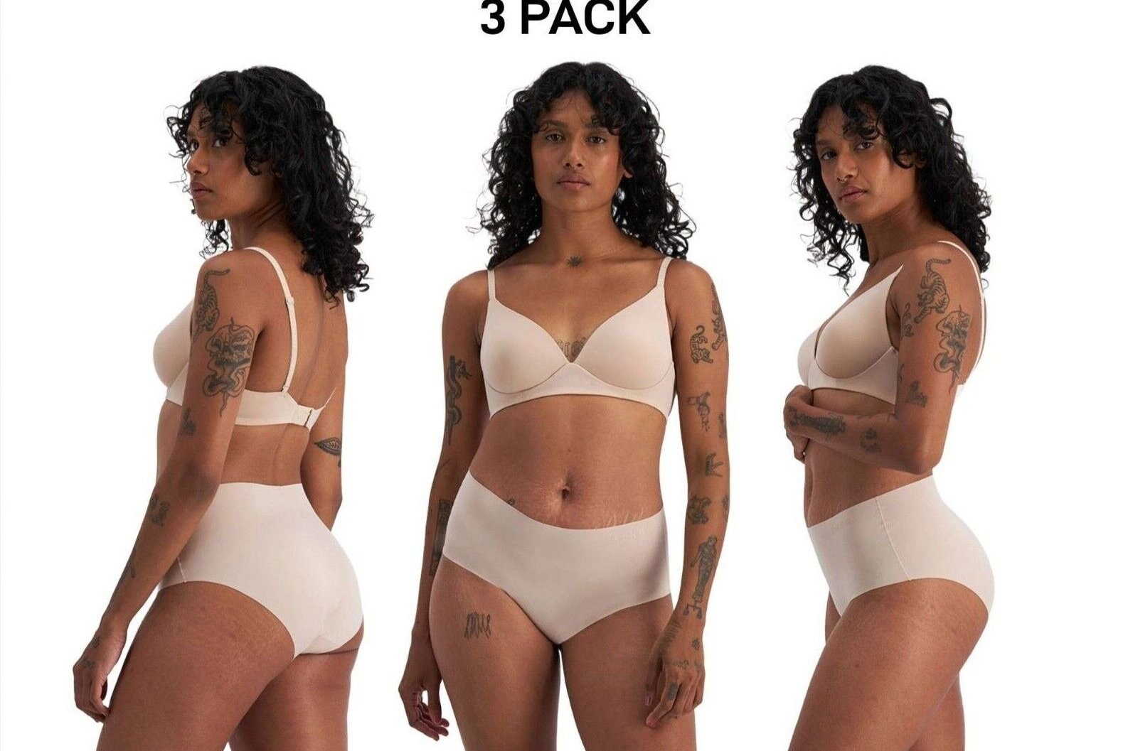 Bonds Womens Invisible Freecuts Full Brief Light Sleek Full Coverage 3 Pack WRCT