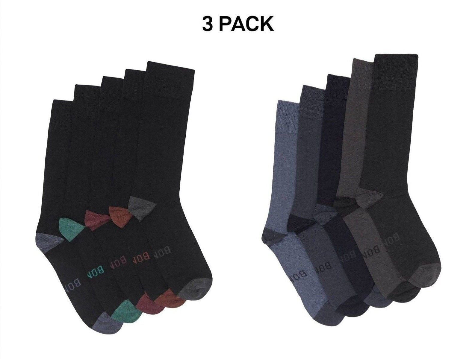 Bonds Mens Bamboo Crew Socks Fine Seams Comfy Toes & Ankle Support 3 Pack SZFQ5W