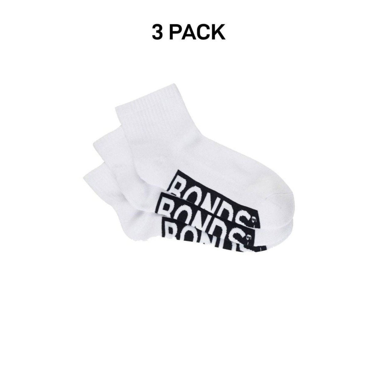 Bonds Mens Logo Cushioned Quarter Crew Socks Smooth Toe Seams 3 Pack SXN93N