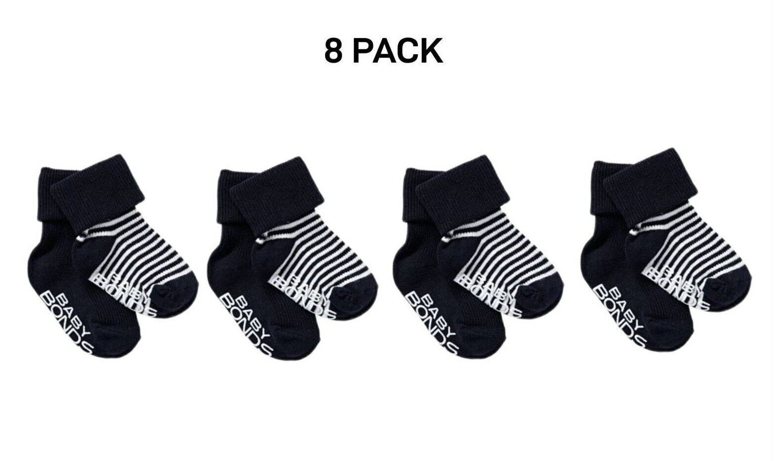 Bonds Baby Classics Cuff Non Slip Grip Sole Fine Toe Seams 8 Pack RYY82N