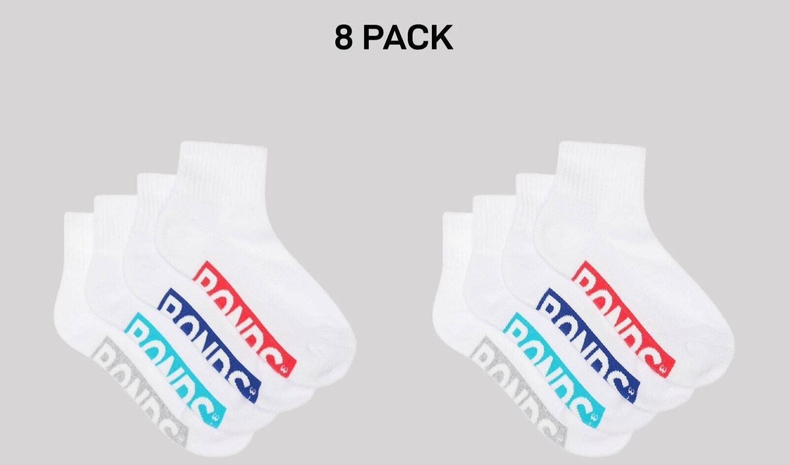 Bonds Kids Logo Light Quarter Crew Socks Comfy Mesh Cooling Zones 8 Pack RXU64W