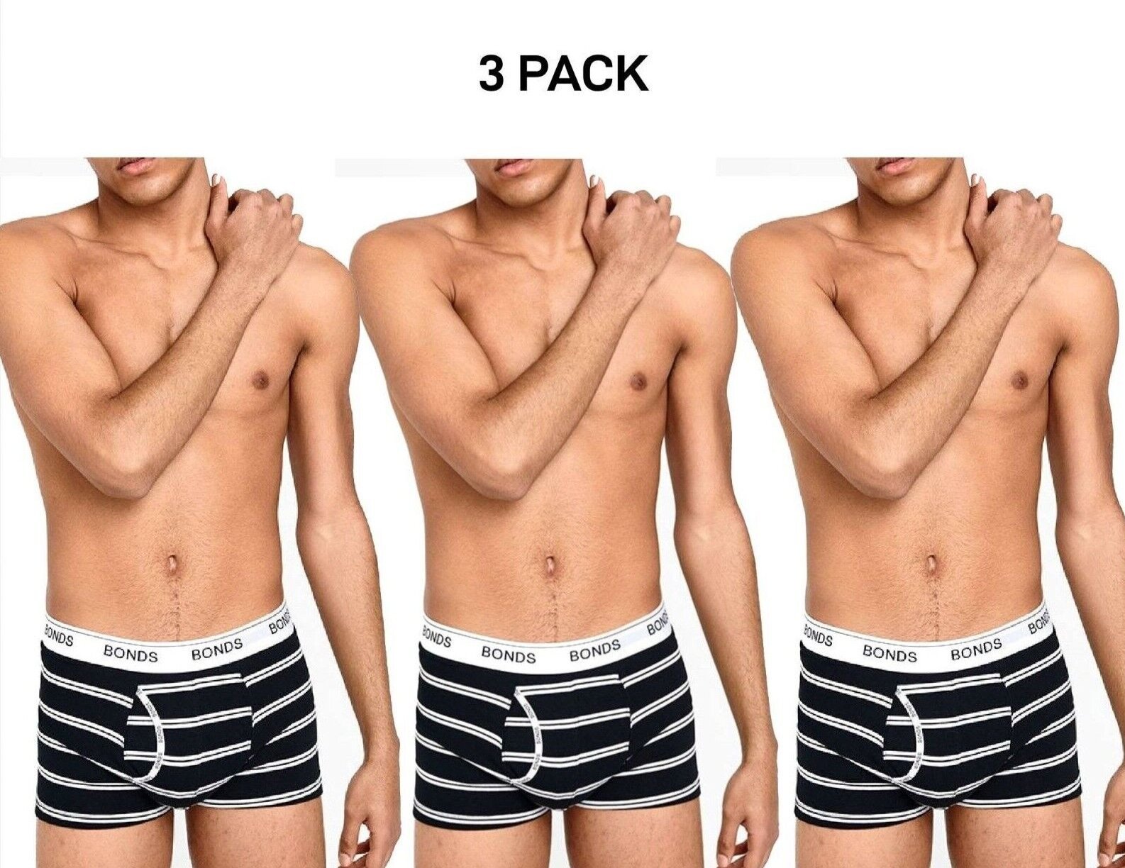 Bonds Mens Guyfront Trunk Ultra Soft Elastic Waistband Seam Free 3 Pack MX3K