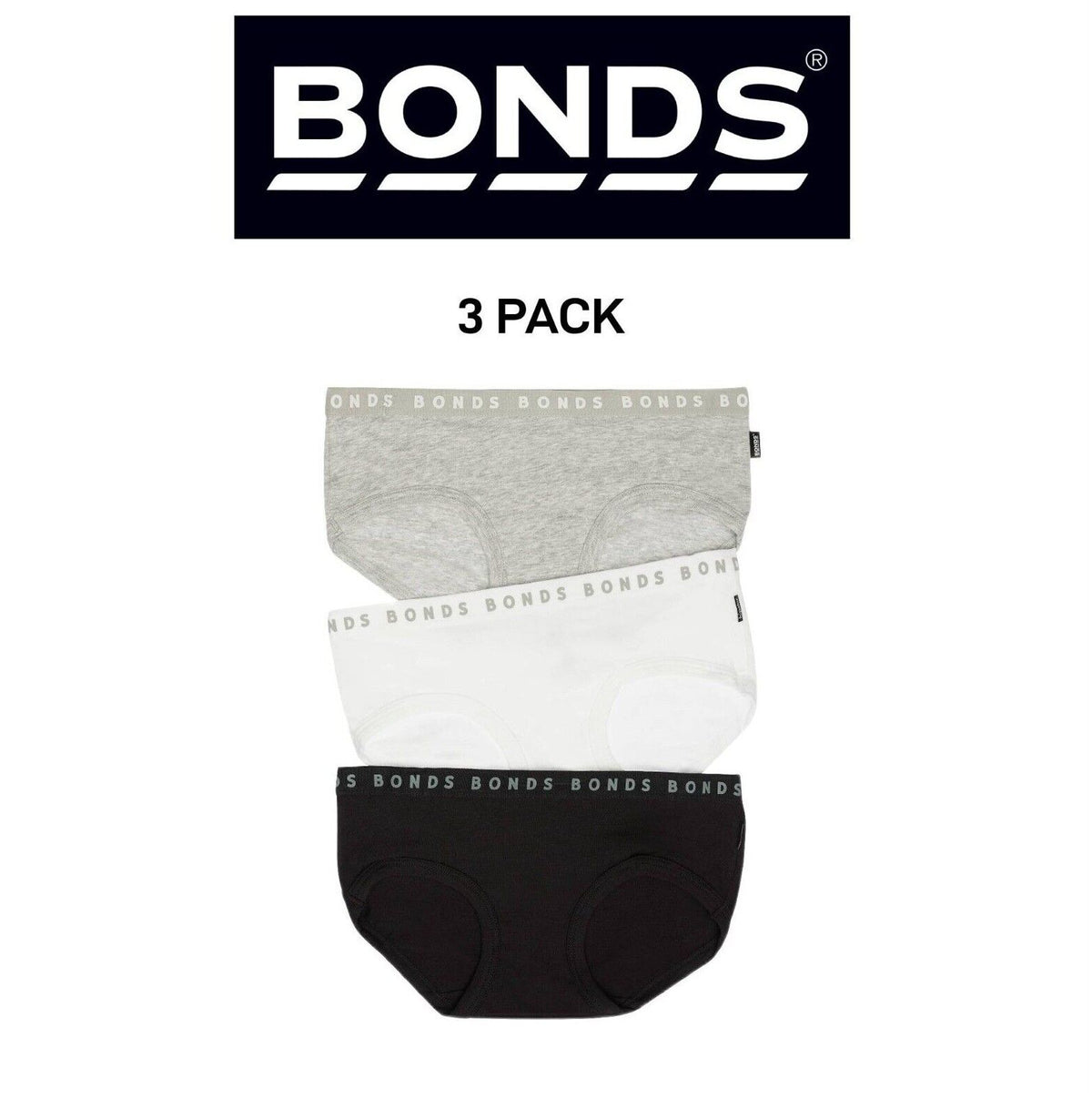 Bonds Womens Hipster Boyleg Soft Cotton Flattering Low Leg Line 3 Pack WUFMA