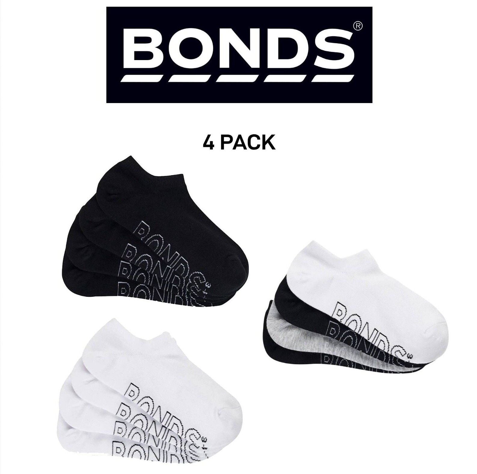 Bonds Womens Lightweight No Show Cotton Mesh Cooling Zone Socks 4 Pack LXPW4N