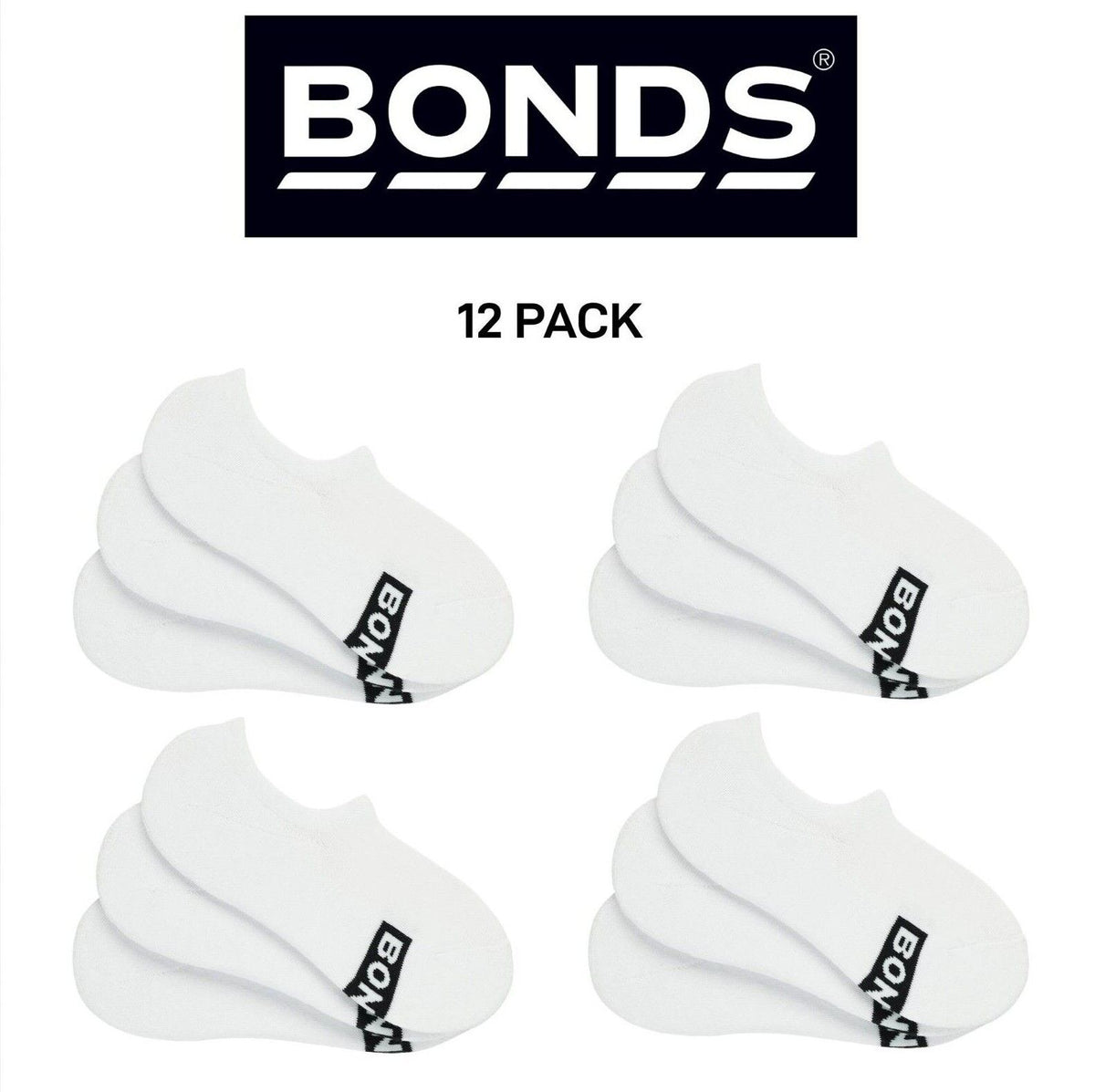 Bonds Mens Logo Sneaker Socks Cushioned Soles & Breathable Cotton 12 Pack SXKQ3N