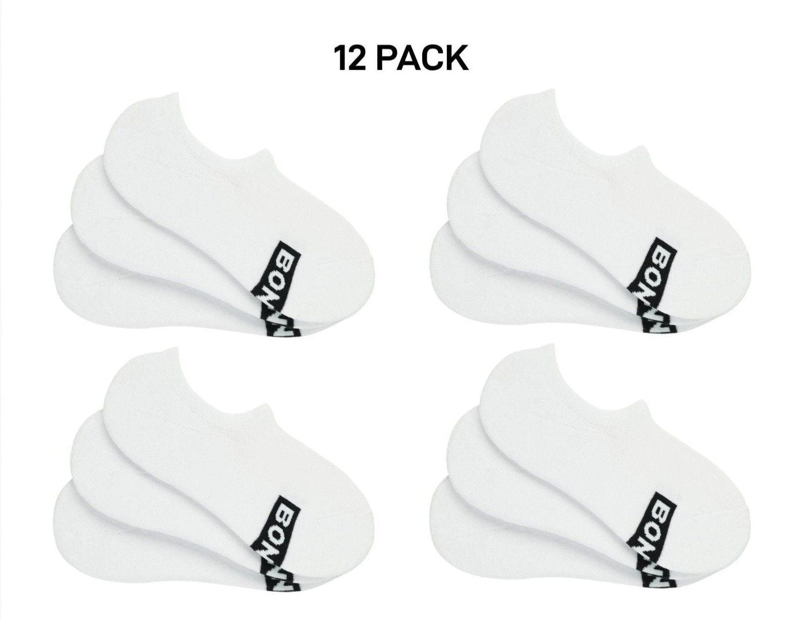 Bonds Mens Logo Sneaker Socks Cushioned Soles & Breathable Cotton 12 Pack SXKQ3N
