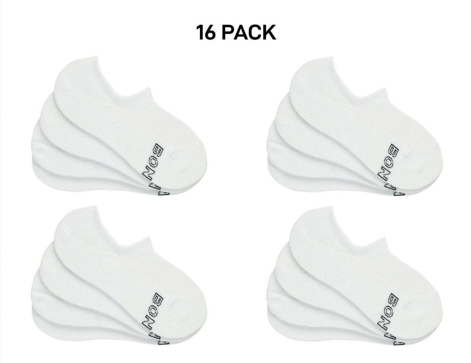 Bonds Mens Logo Light Sneaker Socks Cotton Breathable Mesh Panels 16 Pack SXKP4N