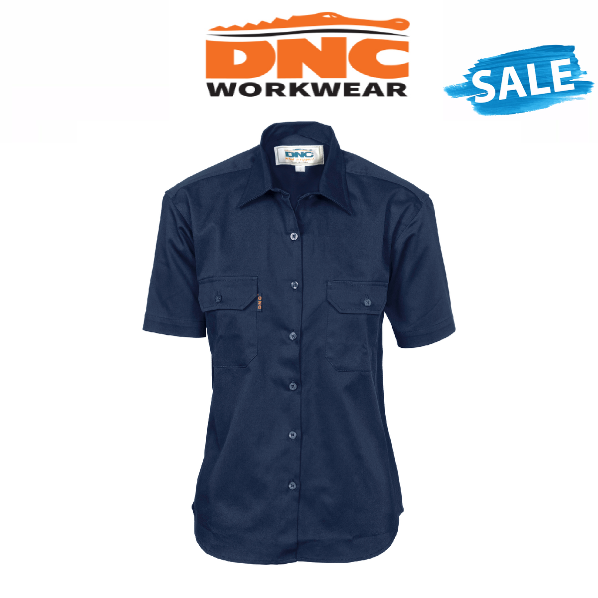 SALE DNC Workwear Womens Ladies Cotton Drill Work Shirt Short Sleeve Casual 3231