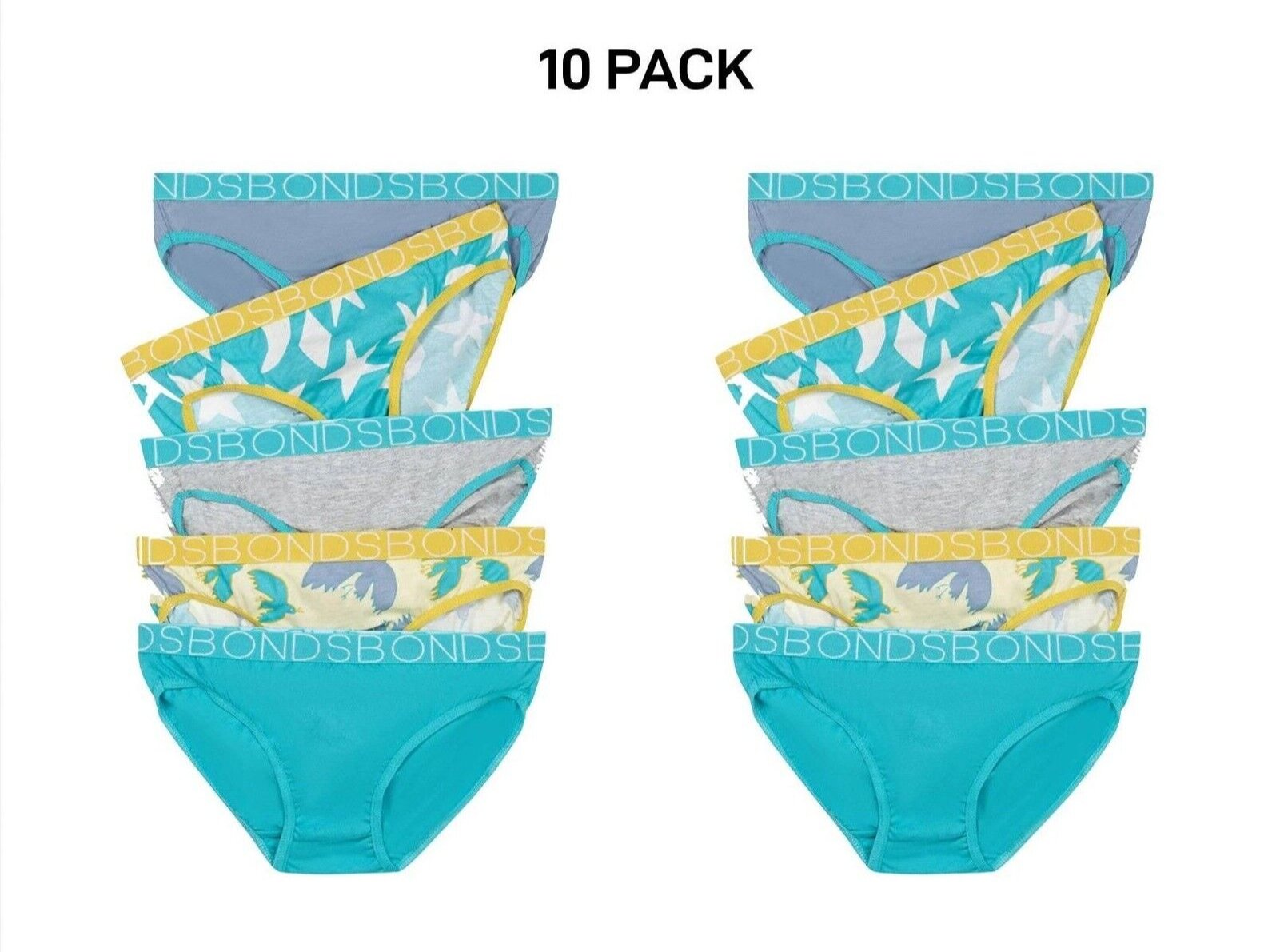 Bonds Girls Bikini Soft and Stretchy Perfect Everyday Coverage 10 Pack UWNV5A