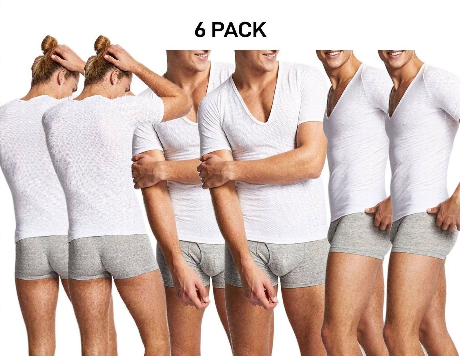 Bonds Mens New Coral Island V-Neck Tee Shape Retention Soft Feeling 6 Pack MXQ8A