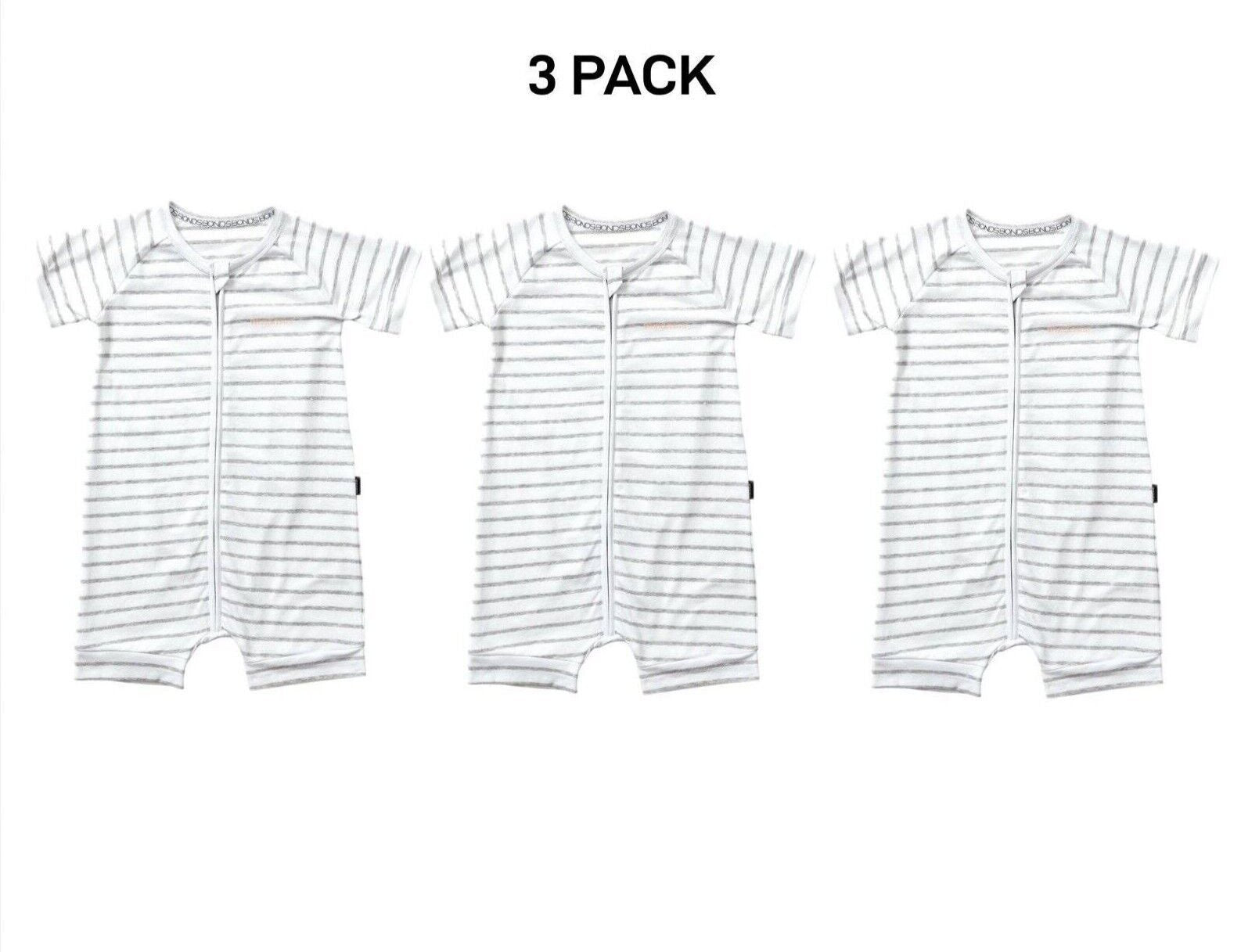 Bonds Baby Zip Romper Wondersuit Soft Cotton for Warmth Weather 3 Pack BXNMA