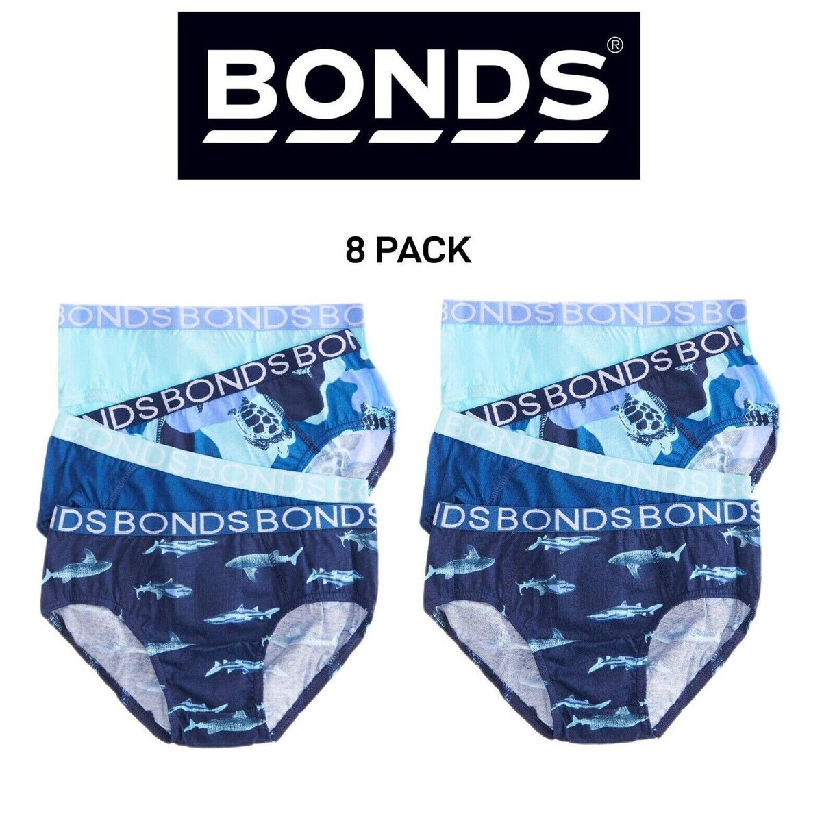 Bonds Boys Brief Comfortable Coverage Elastic Branded Waistband 8 Pack UXYK4A