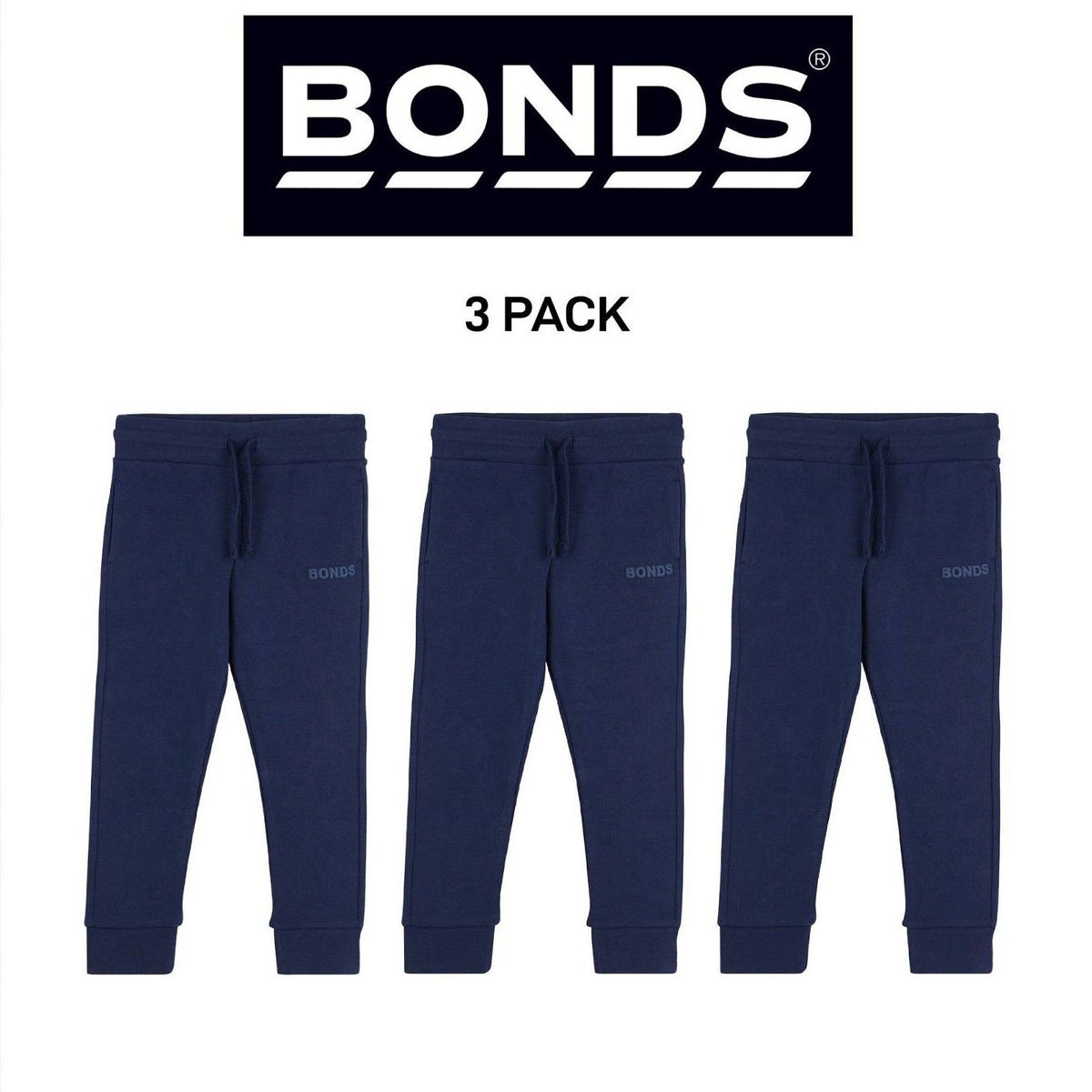 Bonds Baby Tech Sweats Trackie Lightweight and Warm Sporty Style 3 Pack KVQRA