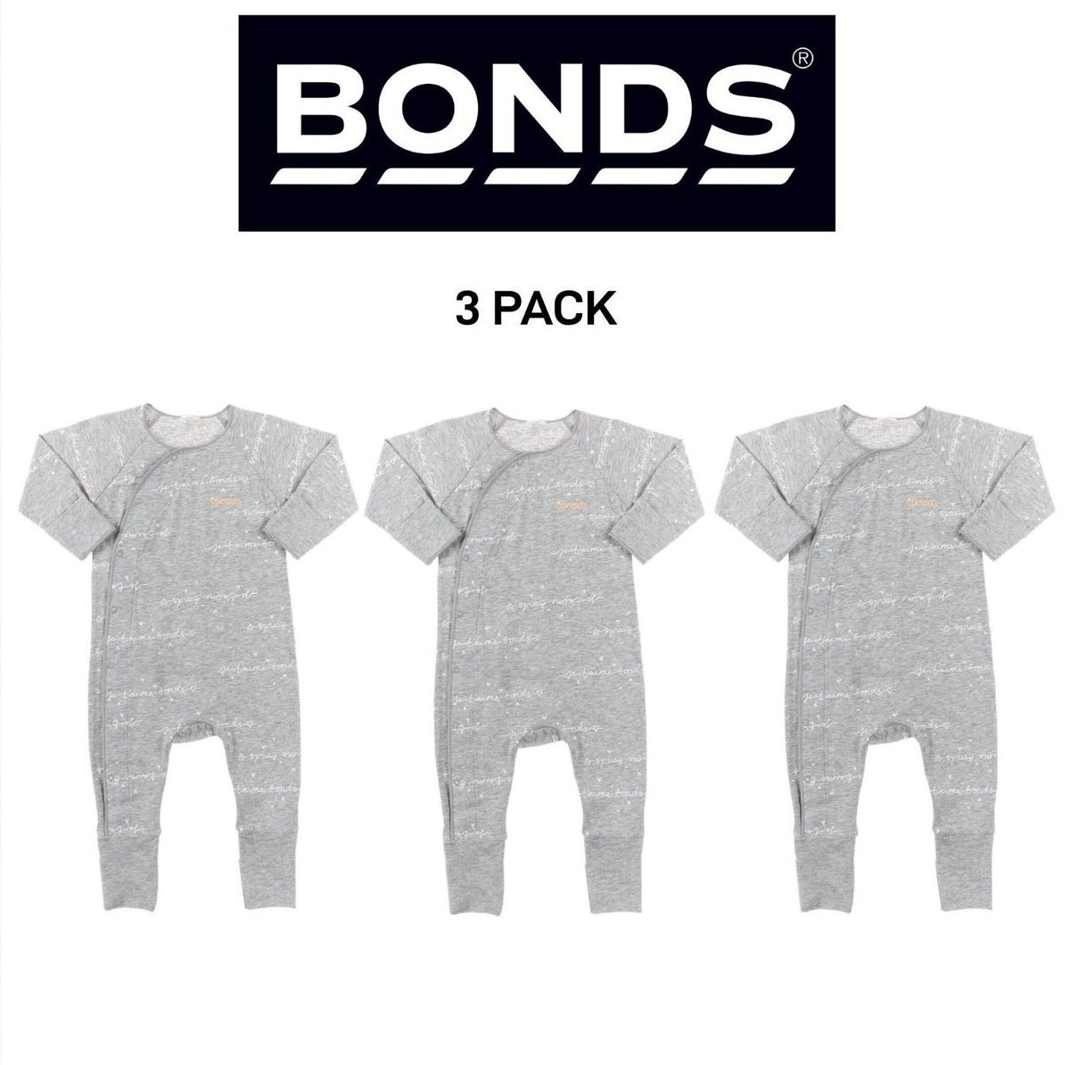 Bonds Baby Newbies Coverall Super Soft Cozysuit & Stretchable Fabic 3 Pack BXQBA