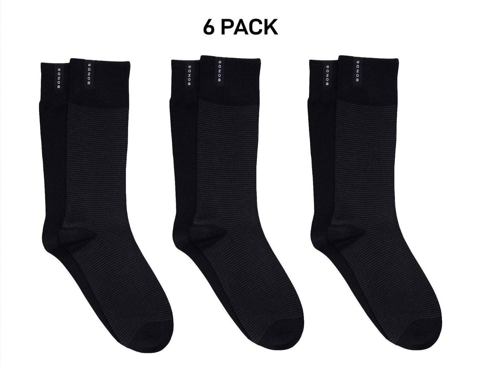 Bonds Mens Viscose Crew Sock Reinforced Heel & Toe for Durability 6 Pack SYJX2N