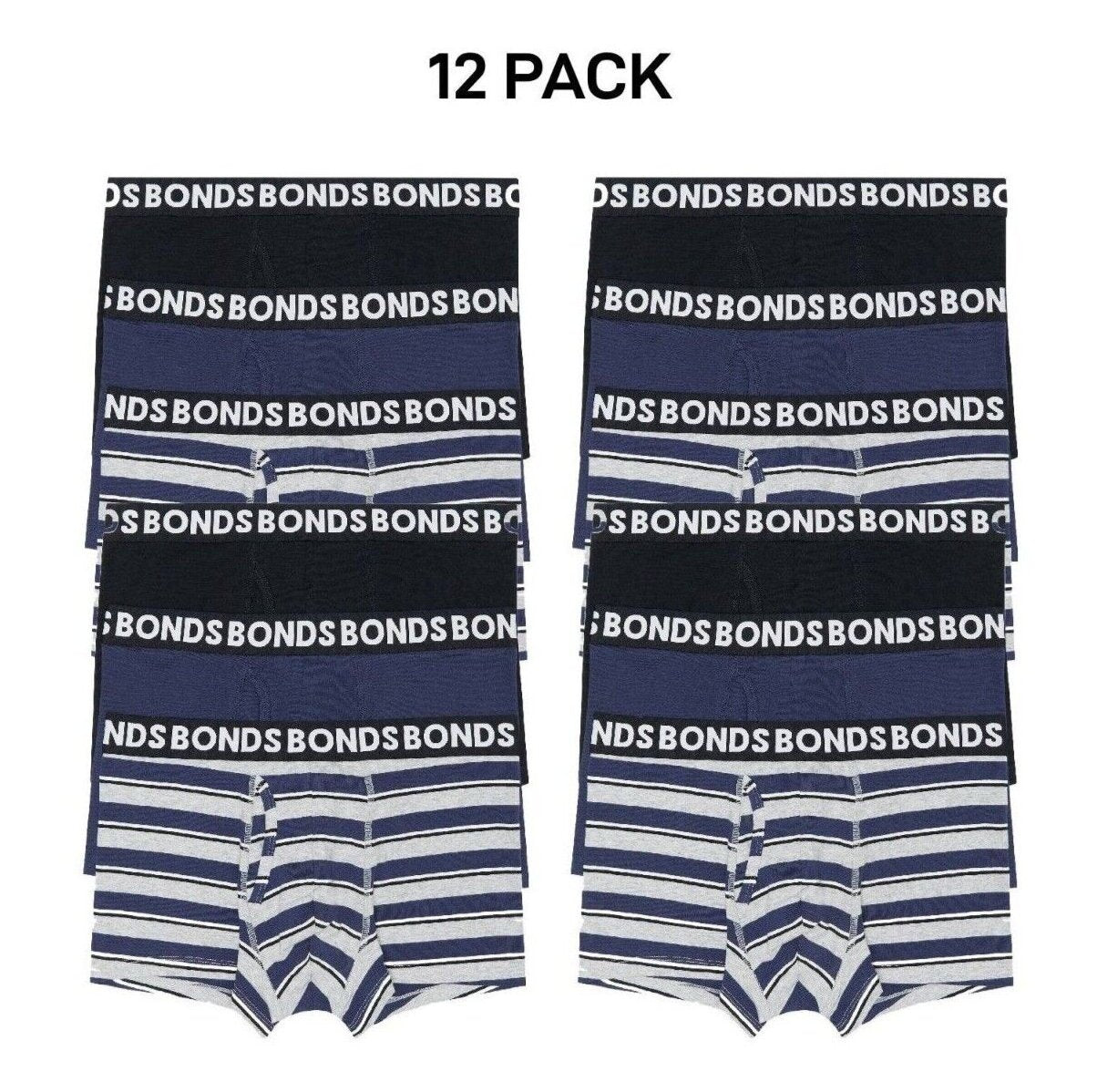 Bonds Mens Everyday Trunks Convenience Comfort & Value Underwear 12 Pack MWQ33A