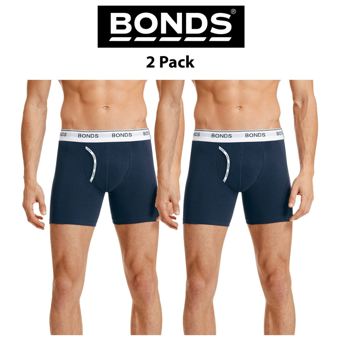 Mens Bonds Mid Midway Guyfront Trunks 2 Pack Cotton Stretch Seamfree Undie MY7WA