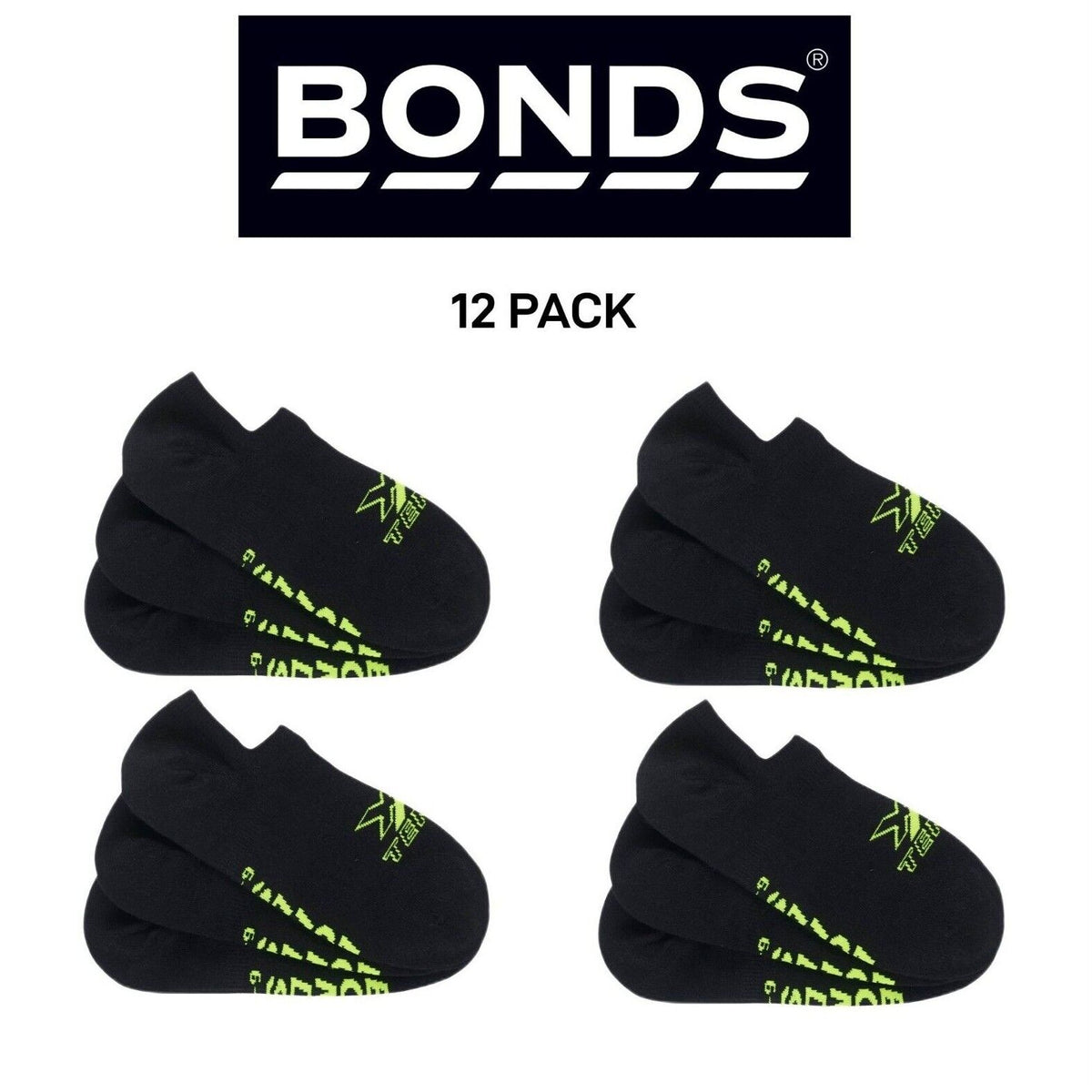 Bonds Mens X-Temp No Show Innovative Technology Evaporates Sweat 12 Pack SXX43N