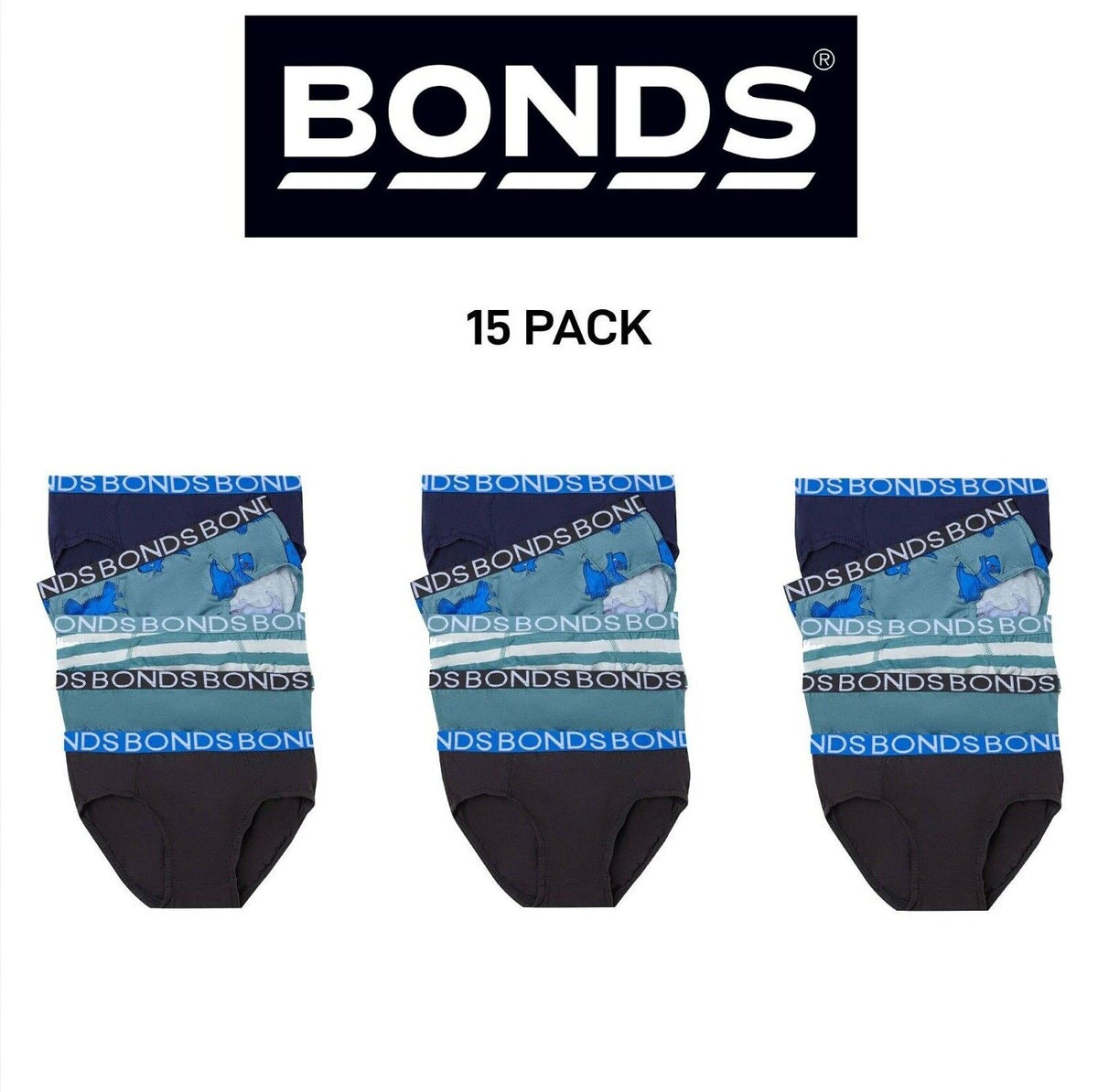 Bonds Boys Brief Soft Stretchable and Comfortable Contoured Fit 15 Pack UWNU5A