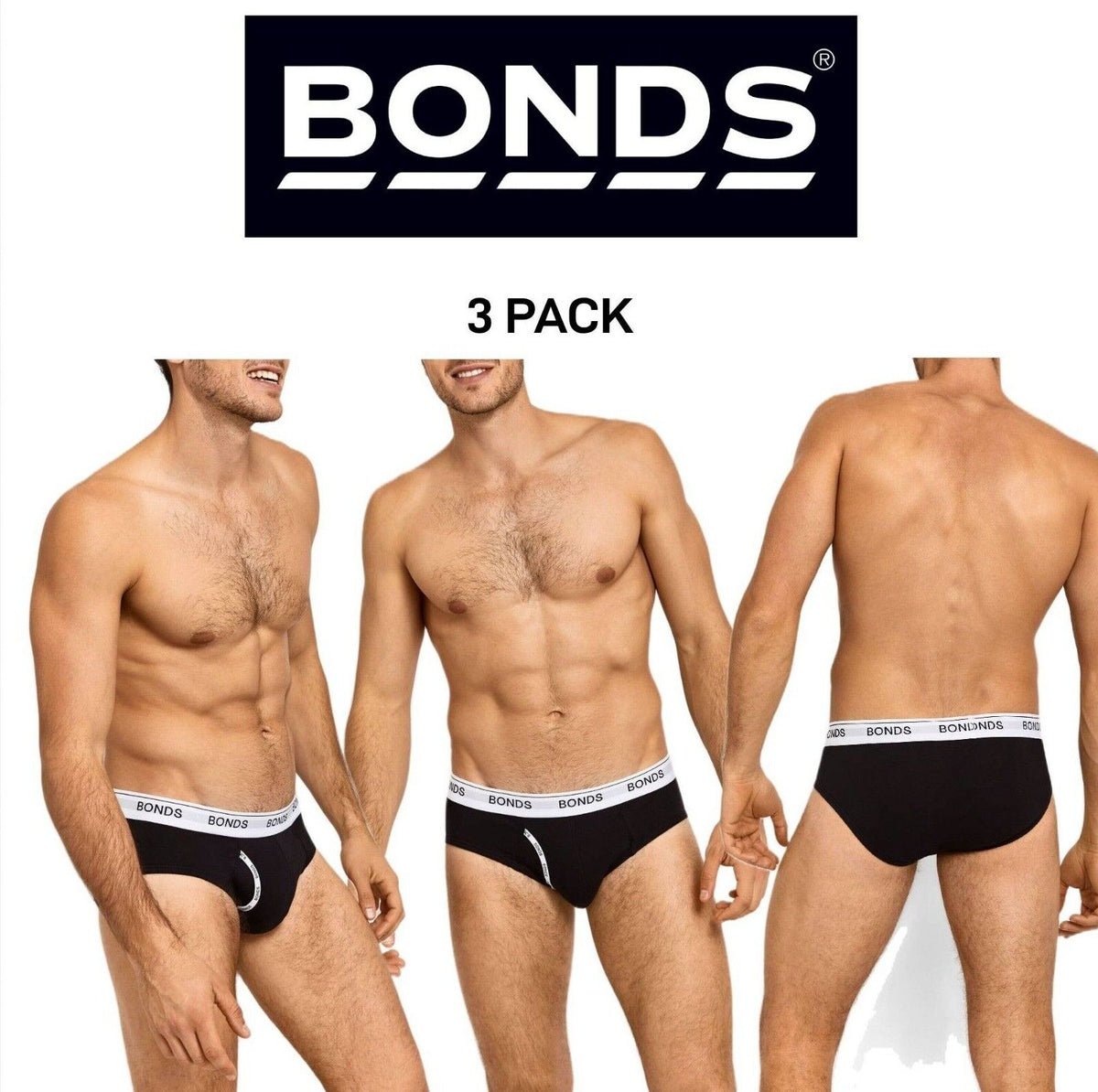 Bonds Mens Guyfront Brief Soft and Stretchy Cotton Functional Fly 3 Pack MZVI