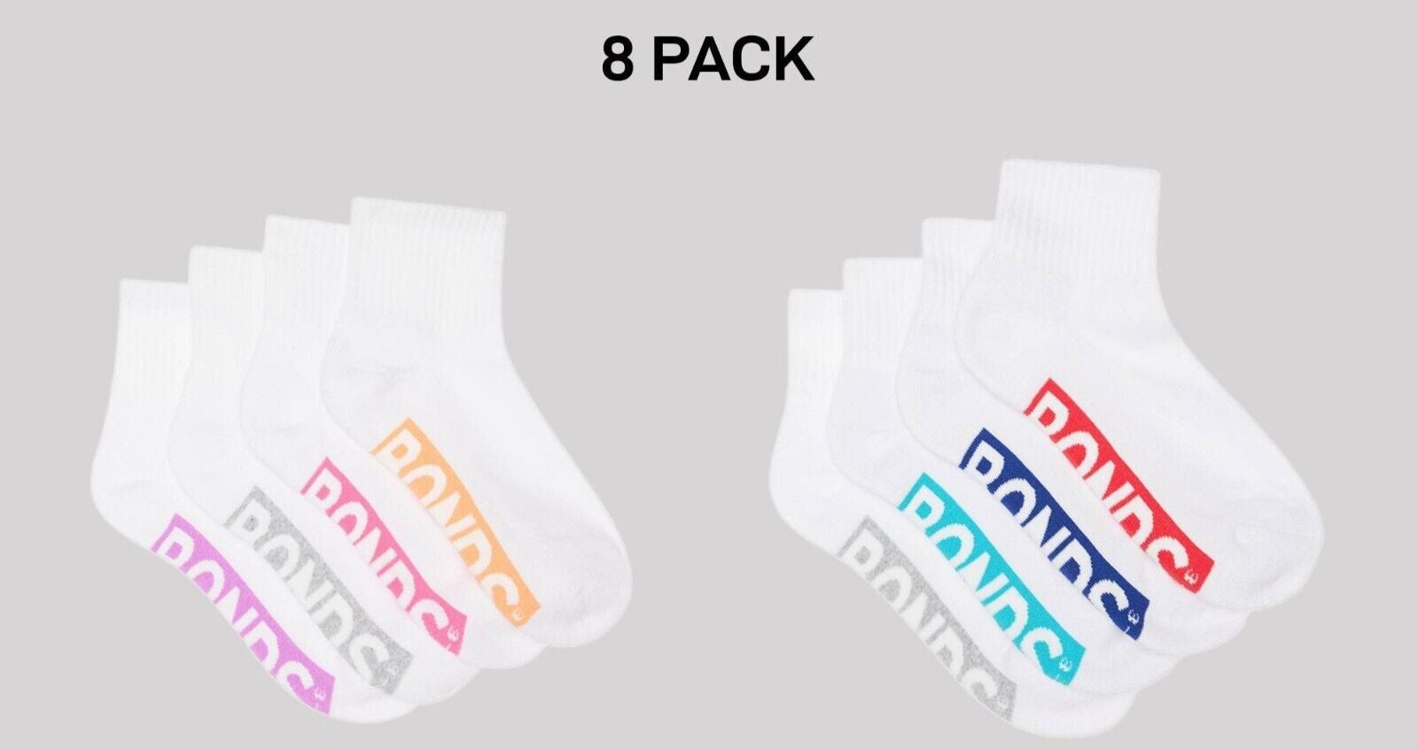Bonds Kids Logo Light Quarter Crew Socks Comfy Mesh Cooling Zones 8 Pack RXU64W