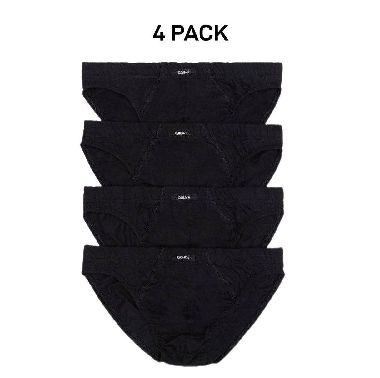 Bonds Mens Action Brief  Soft Cotton and Encased Elastic Comfort 4 Pack M8OS4