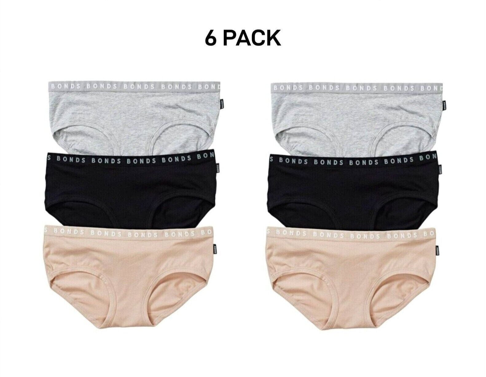 Bonds Womens Hipster Boyleg Soft Cotton Flattering Low Leg Line 6 Pack WUFMA