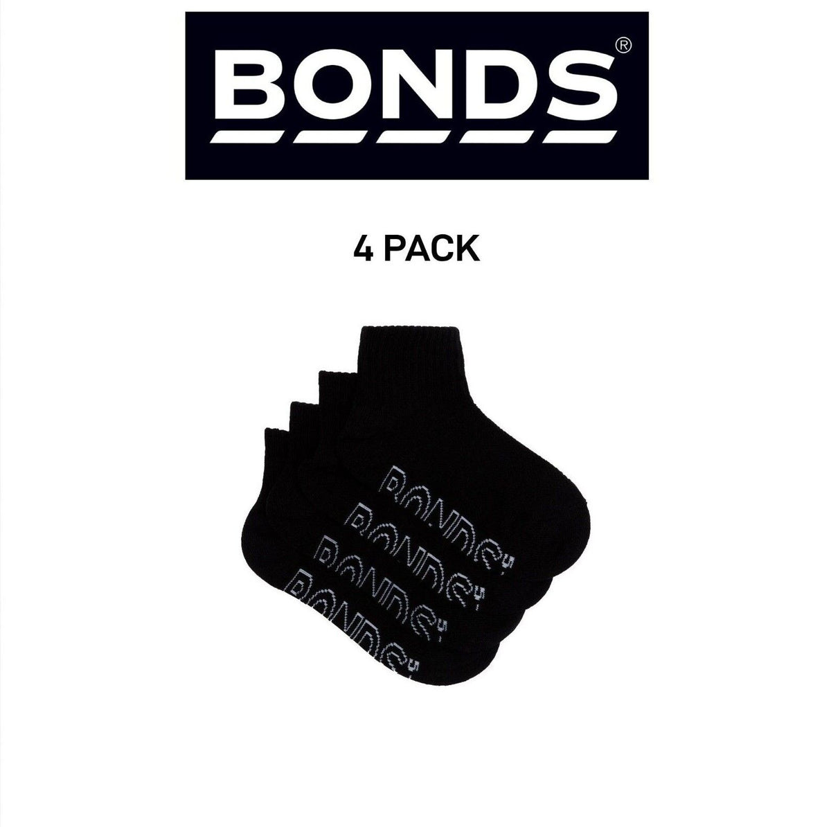 Bonds Kids Logo Light Quarter Crew Lightweight and Breathability 4 Pack RXUT4N