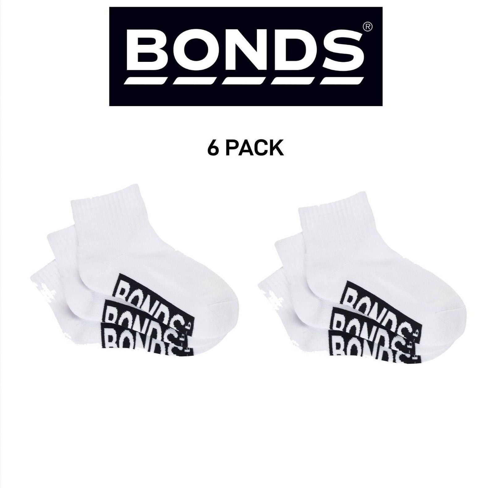 Bonds Kids Cushioned Quarter Crew Thickness for Comfiness Sock 6 Pack RXVP3N