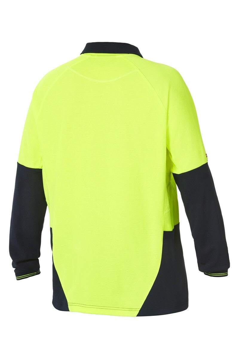 Mens Hard Yakka Koolgear Hi-Vis 4 Pack Long Sleeve Vent Polo Shirt Work Y11389