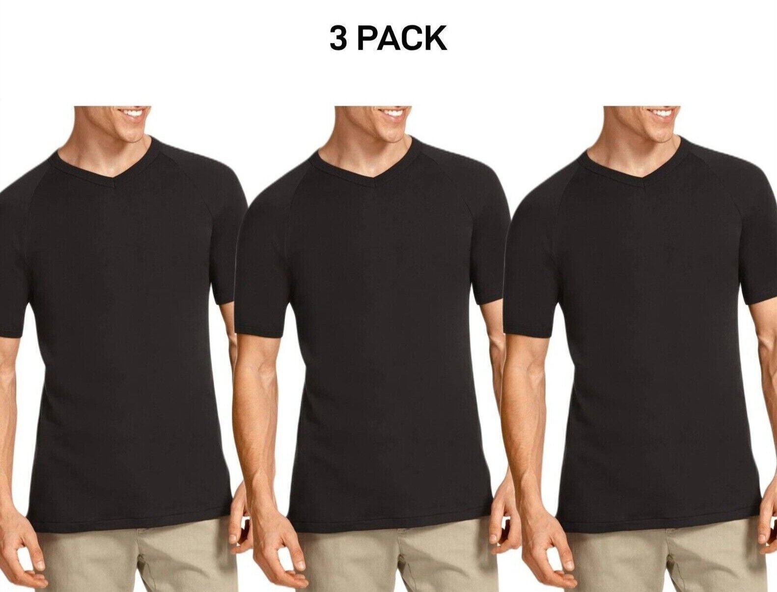 Bonds Mens Genuine V-Neck Raglan Tee Seamfree Sleeve in Smaller Size 3 Pack M976