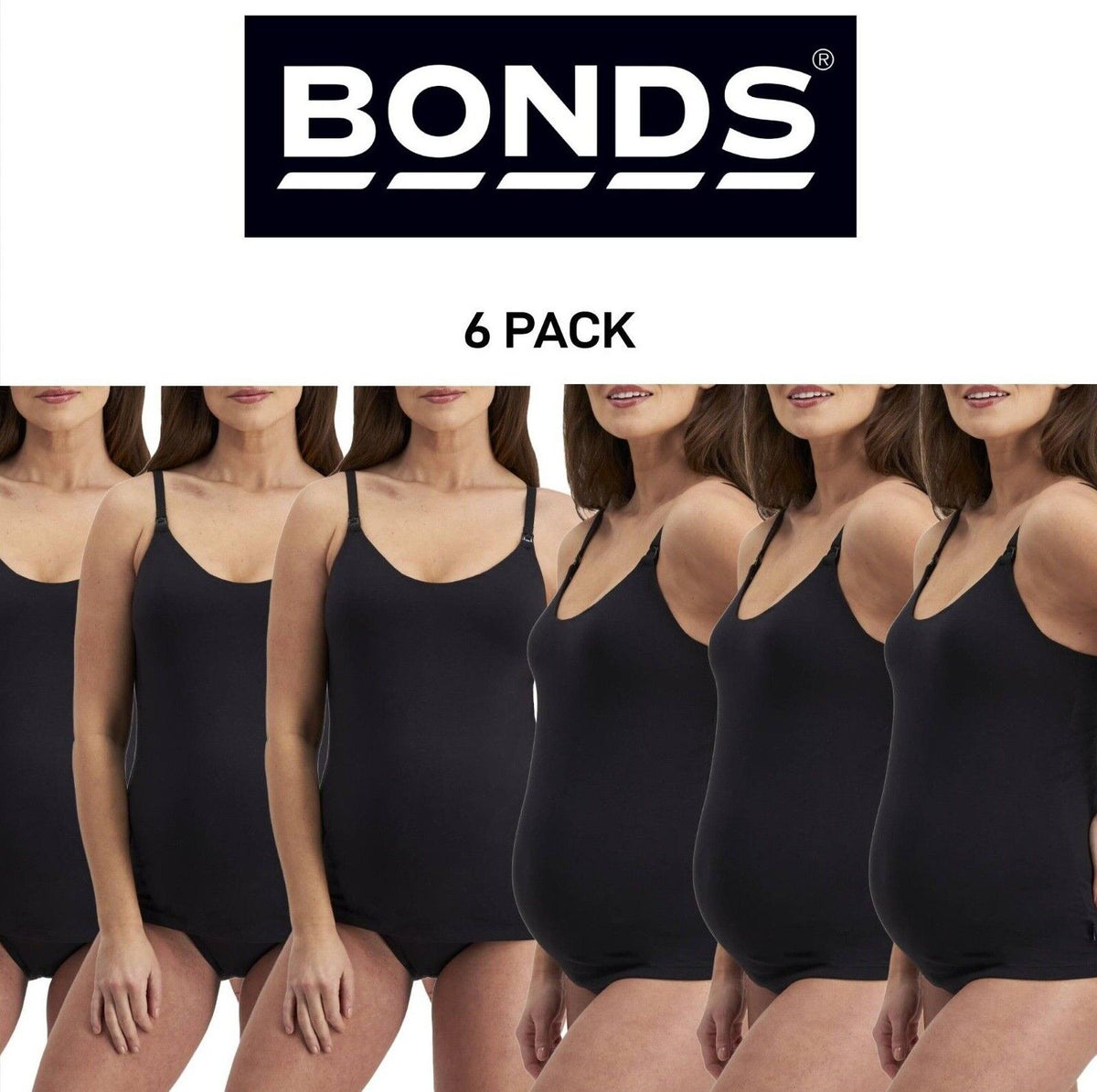 Bonds Womens Maternity Contour Support Singlet Organic Cotton 6 Pack YWYCY