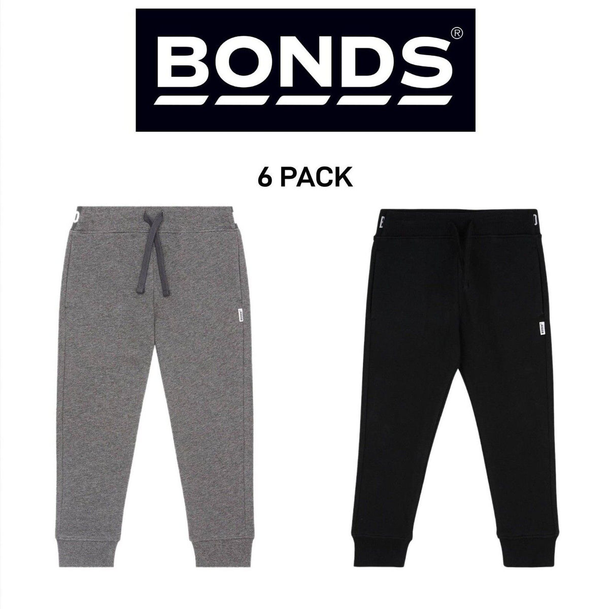 Bonds Kids Fleece Trackie Pants Drop Crotch Styling & Tapered Legs 6 Pack KVRJK