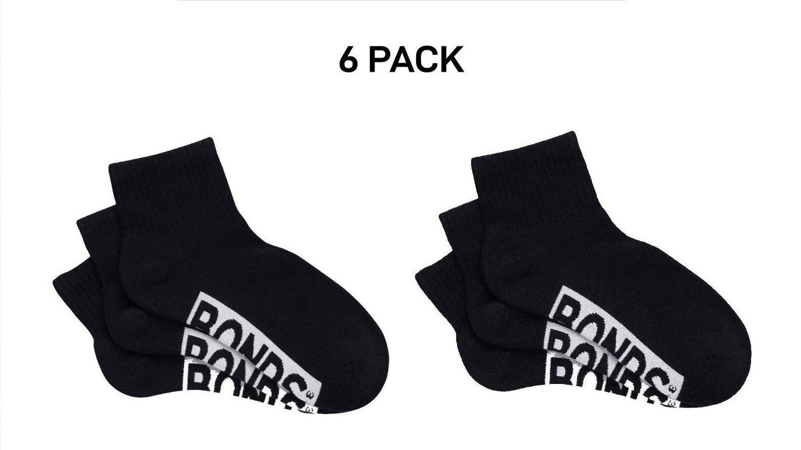 Bonds Womens Logo Cushioned Quarter Crew Comfy Cushioning Socks 6 Pack LXPP3N