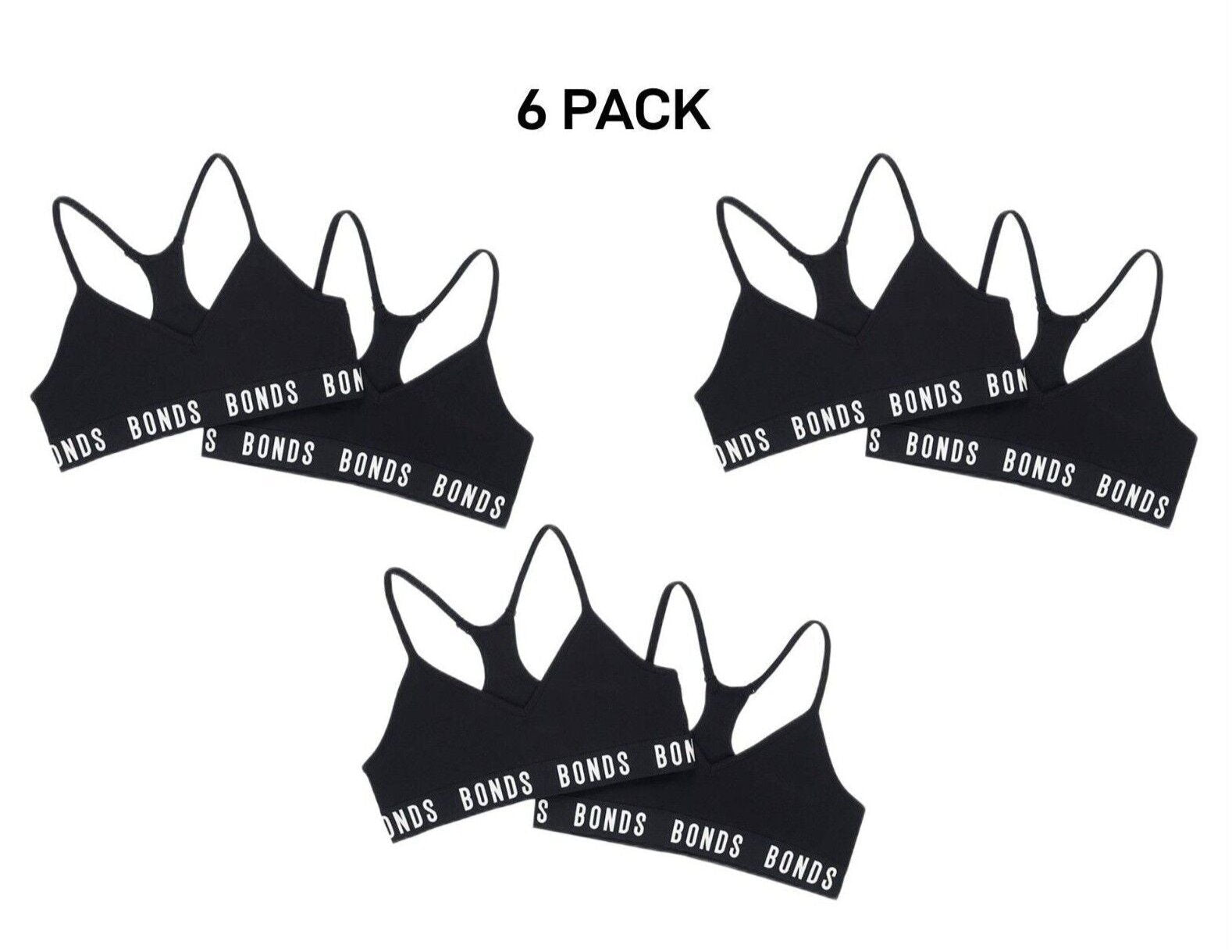 Bonds Girls Super Stretchies Racer Crop Double Layered Front 6 Pack UXNK2A