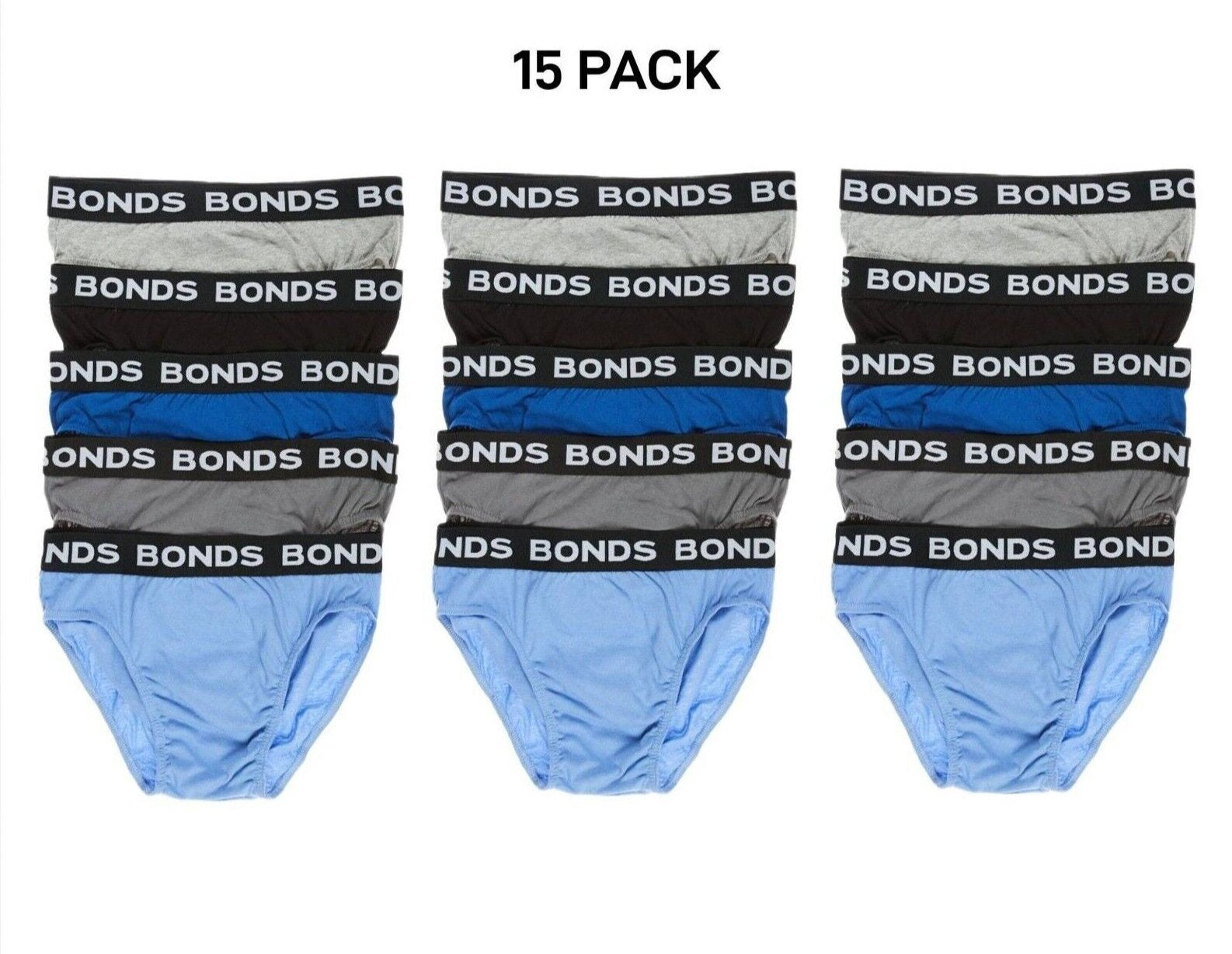 Bonds Mens Hipster Brief  Wide Comfortable Elastic Waistband 15 Pack M8DM5T