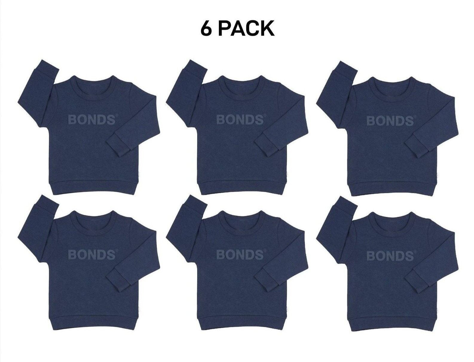 Bonds Kids Tech Sweats Pullover Soft Knitted Warm Cotton Poly Blend 6 Pack KVQTK