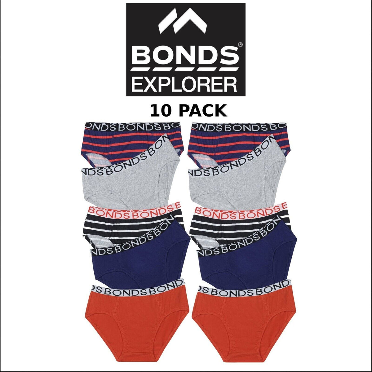 Bonds Boys Brief Soft Stretchable Comfortable Contoured Fit 10 Pack UWNU5A X79