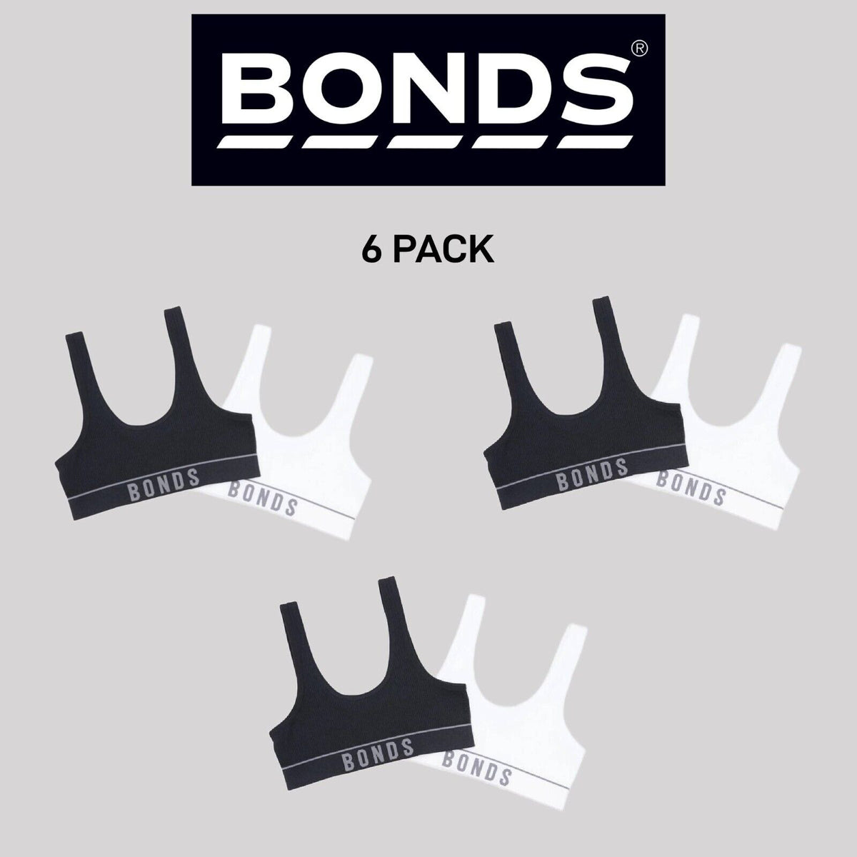 Bonds Girls Original Rib Tank Crop Super Comfort and Soft Support 6 Pack UWLK2A