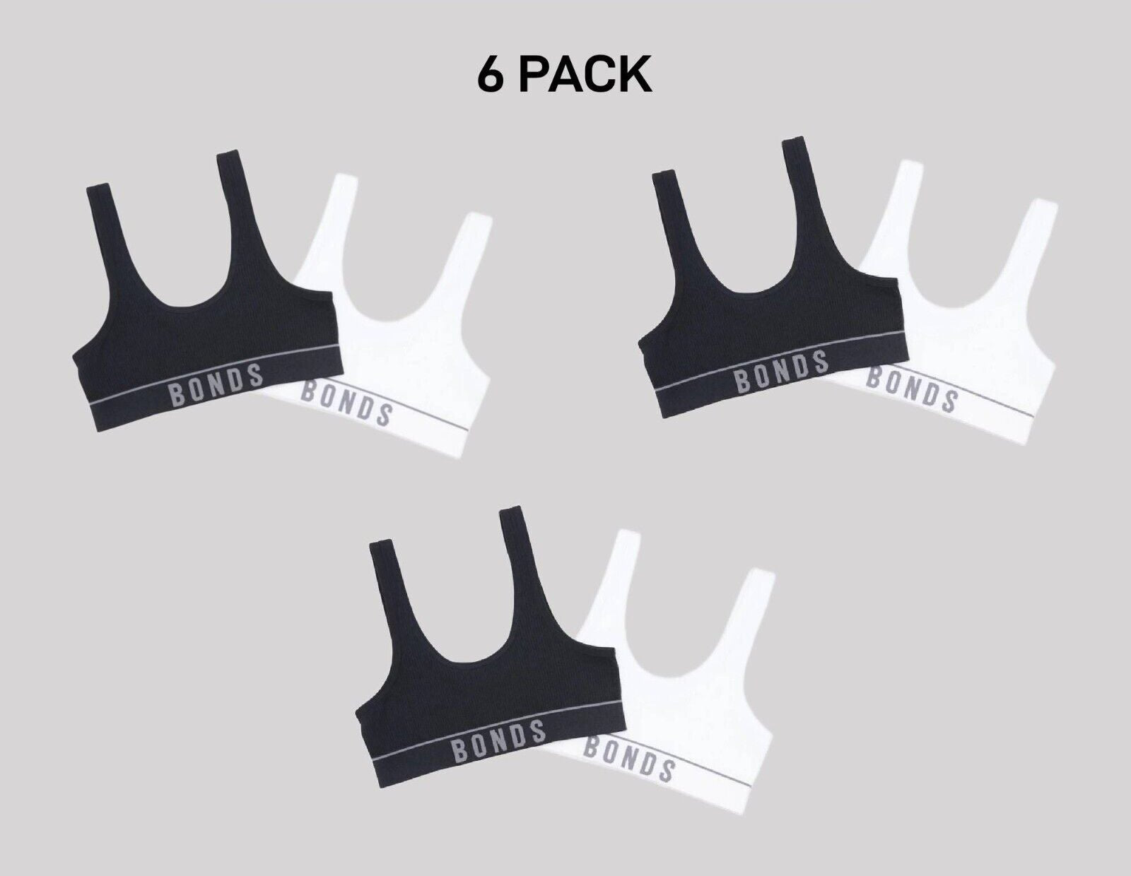 Bonds Girls Original Rib Tank Crop Super Comfort and Soft Support 6 Pack UWLK2A