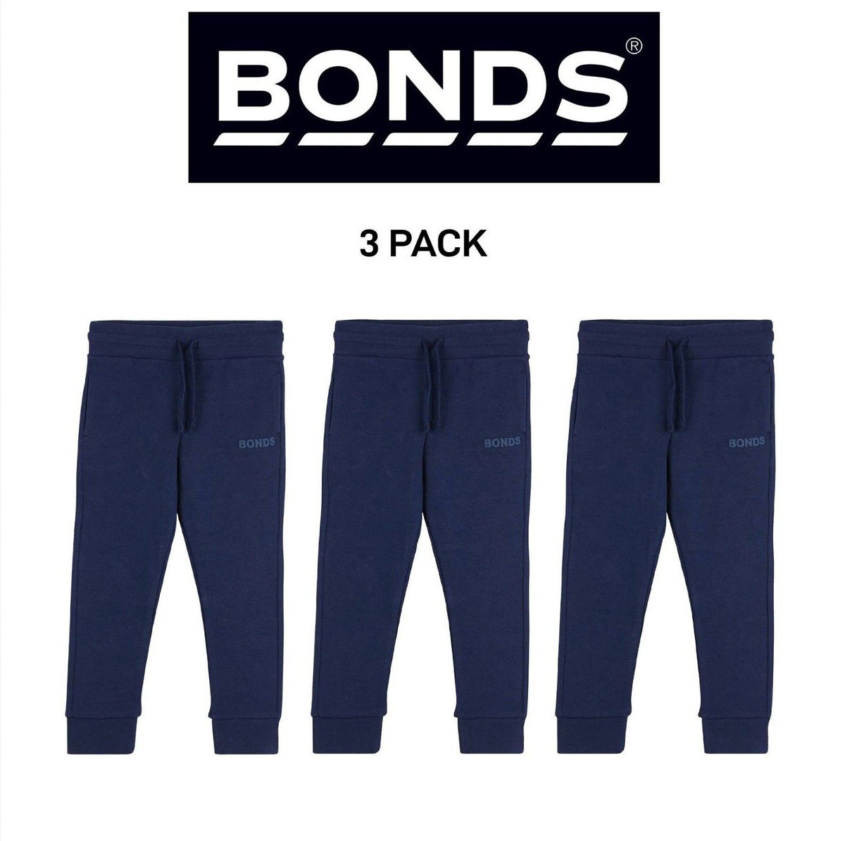 Bonds Baby Tech Sweats Trackie Lightweight and Warm Sporty Style 3 Pack KVQRA