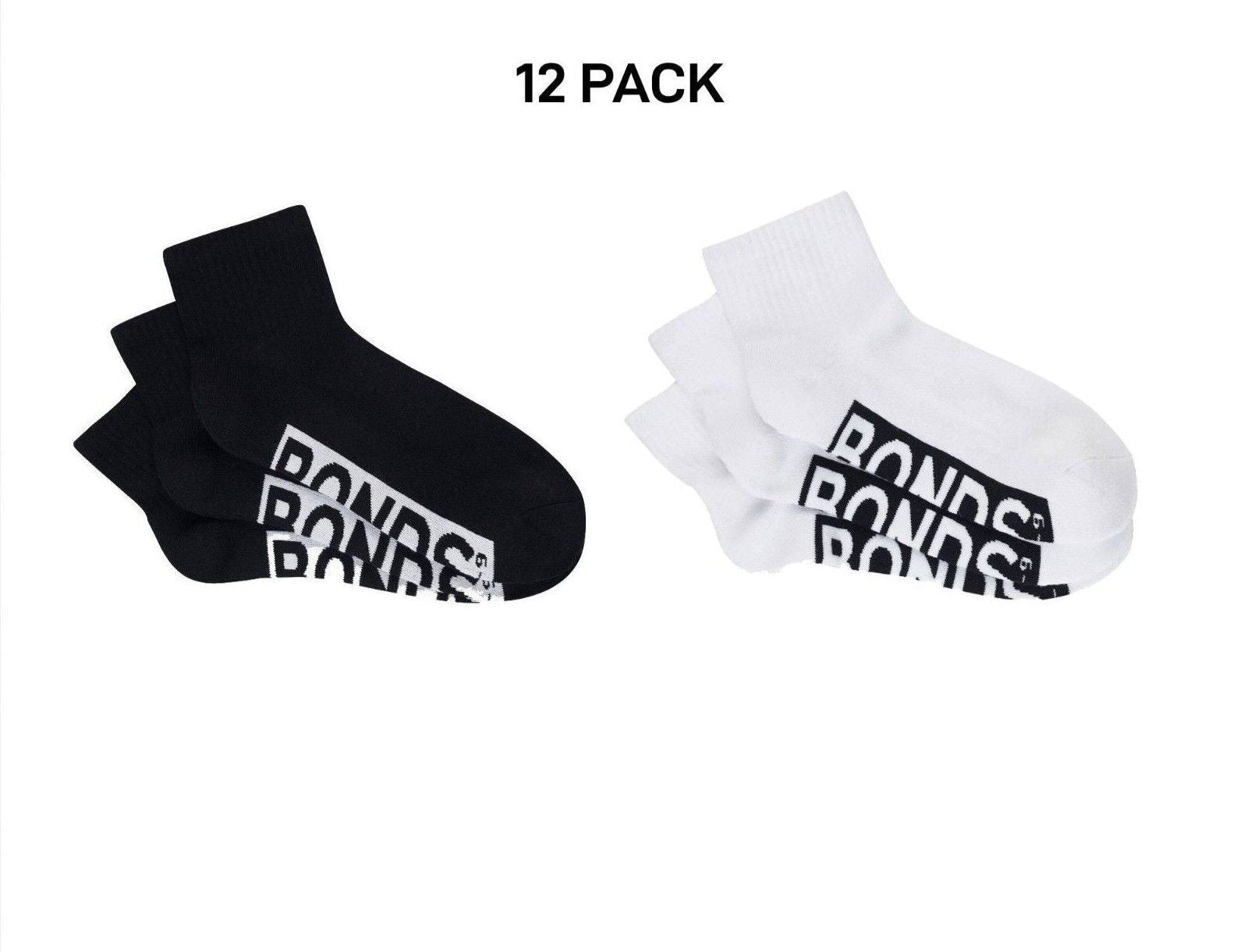 Bonds Mens Logo Cushioned Quarter Crew Socks Smooth Toe Seams 12 Pack SXN93N