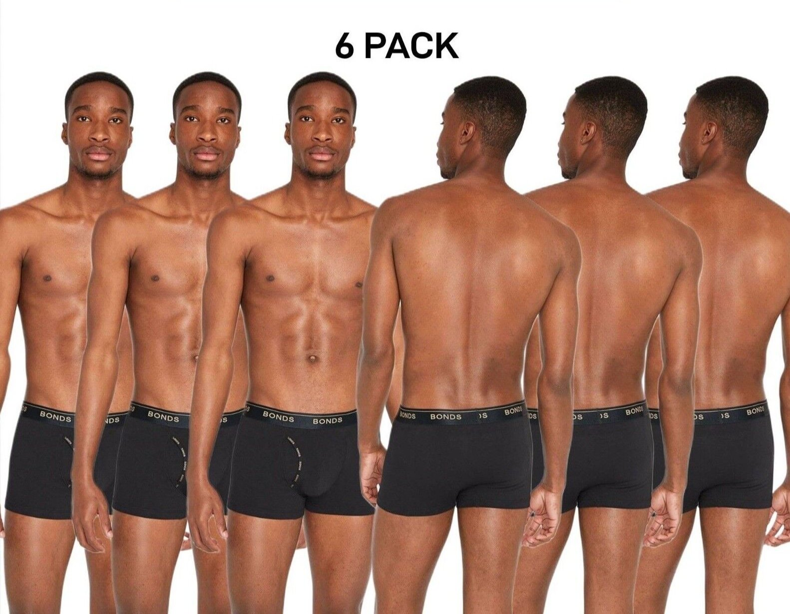 Bonds Mens Guyfront Trunk Seamless Side Comfortable Functional Fly 6 Pack MZVJSI